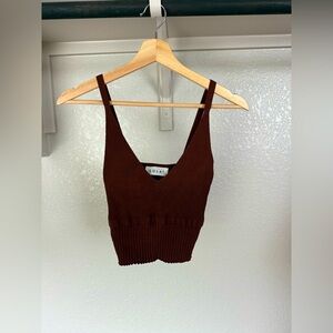 Solai the Lable Brown Ribbed Crop Top Size Small